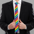Rainbow Diagonal Striped Pattern Print Necktie