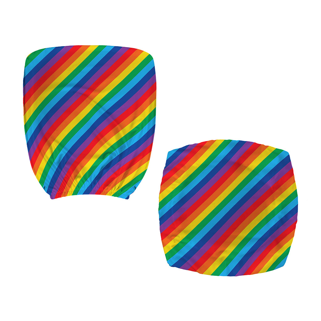 Rainbow Diagonal Striped Pattern Print Office Chair Cover