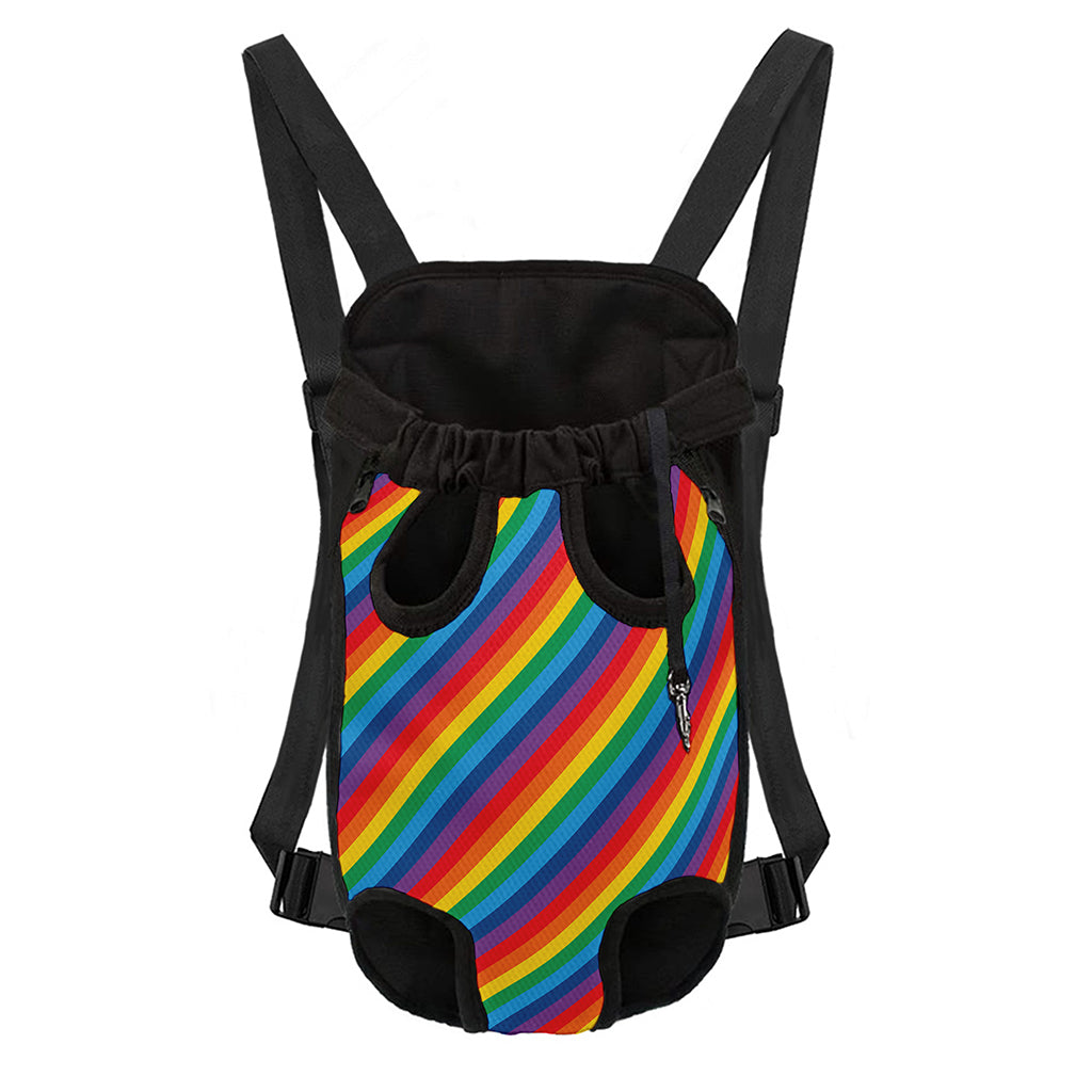 Rainbow Diagonal Striped Pattern Print Pet Carrier Backpack