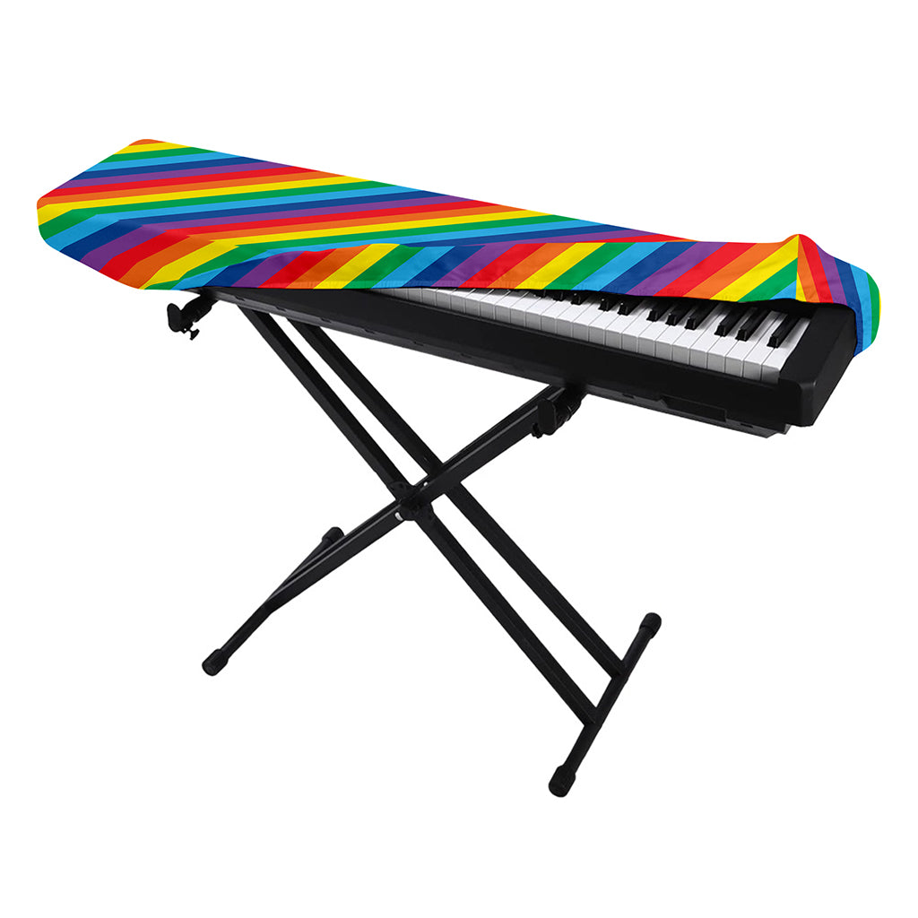 Rainbow Diagonal Striped Pattern Print Piano Keyboard Cover