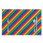 Rainbow Diagonal Striped Pattern Print Placemat