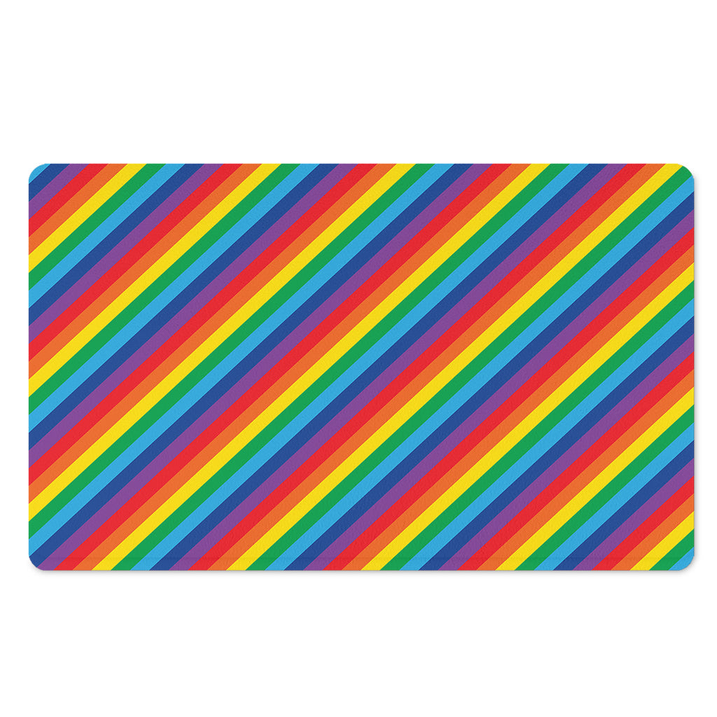 Rainbow Diagonal Striped Pattern Print Polyester Doormat