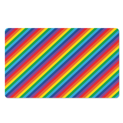 Rainbow Diagonal Striped Pattern Print Polyester Doormat