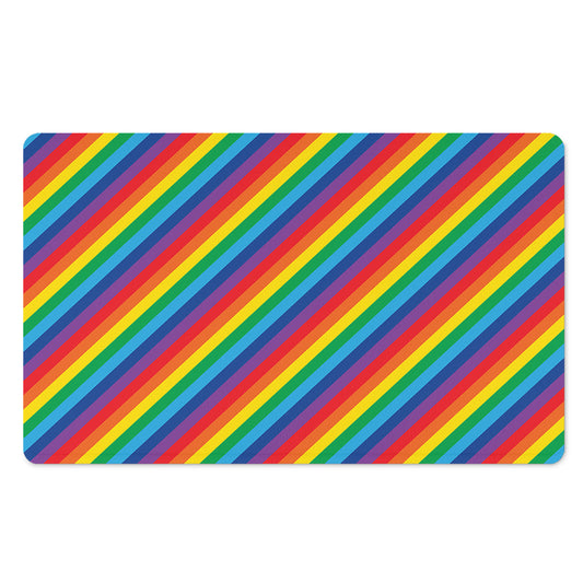 Rainbow Diagonal Striped Pattern Print Polyester Doormat