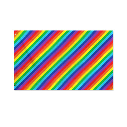 Rainbow Diagonal Striped Pattern Print Polyester Flag