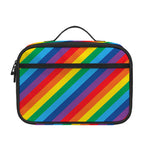 Rainbow Diagonal Striped Pattern Print Portable Lunch Bag