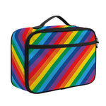 Rainbow Diagonal Striped Pattern Print Portable Lunch Bag