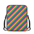 Rainbow Diagonal Striped Pattern Print Rectangular Crossbody Bag