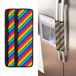 Rainbow Diagonal Striped Pattern Print Refrigerator Handle Covers