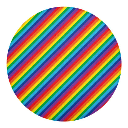 Rainbow Diagonal Striped Pattern Print Round Blanket