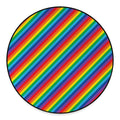 Rainbow Diagonal Striped Pattern Print Round Floor Mat
