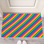 Rainbow Diagonal Striped Pattern Print Rubber Doormat