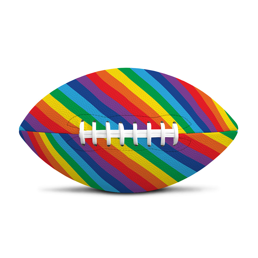 Rainbow Diagonal Striped Pattern Print Rugby Ball
