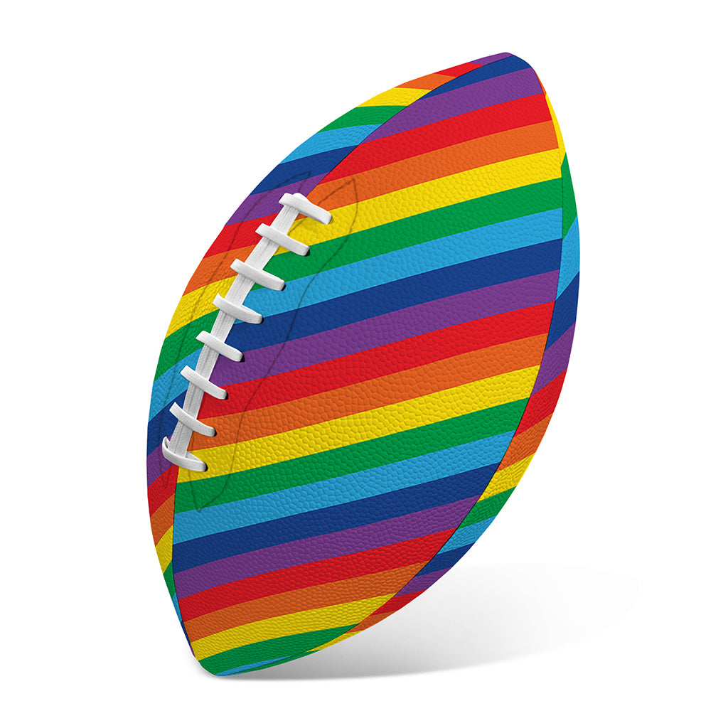 Rainbow Diagonal Striped Pattern Print Rugby Ball