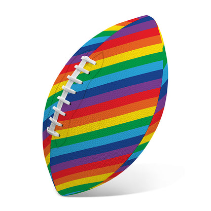 Rainbow Diagonal Striped Pattern Print Rugby Ball