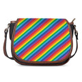 Rainbow Diagonal Striped Pattern Print Saddle Bag