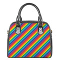 Rainbow Diagonal Striped Pattern Print Shoulder Handbag