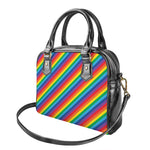 Rainbow Diagonal Striped Pattern Print Shoulder Handbag