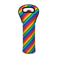 Rainbow Diagonal Striped Pattern Print Single Neoprene Wine Tote
