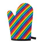 Rainbow Diagonal Striped Pattern Print Single Oven Mitt