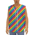Rainbow Diagonal Striped Pattern Print Sleeveless Baseball Jersey