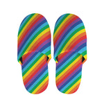 Rainbow Diagonal Striped Pattern Print Slippers