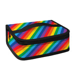 Rainbow Diagonal Striped Pattern Print Small Lunch Bag