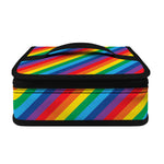 Rainbow Diagonal Striped Pattern Print Small Lunch Bag