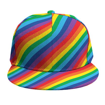Rainbow Diagonal Striped Pattern Print Snapback Cap