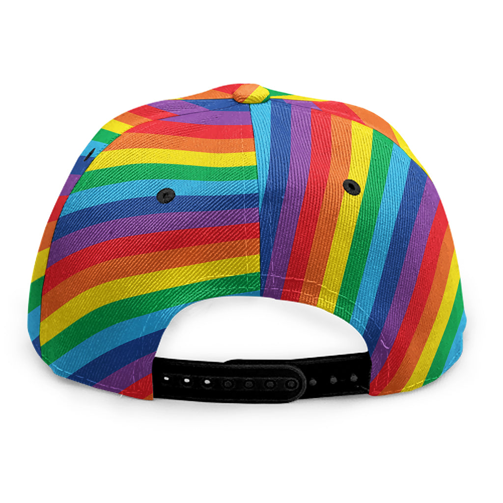 Rainbow Diagonal Striped Pattern Print Snapback Cap