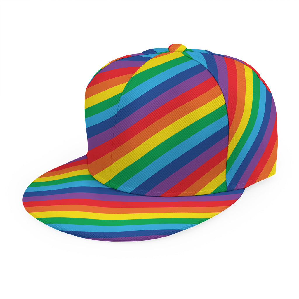 Rainbow Diagonal Striped Pattern Print Snapback Cap