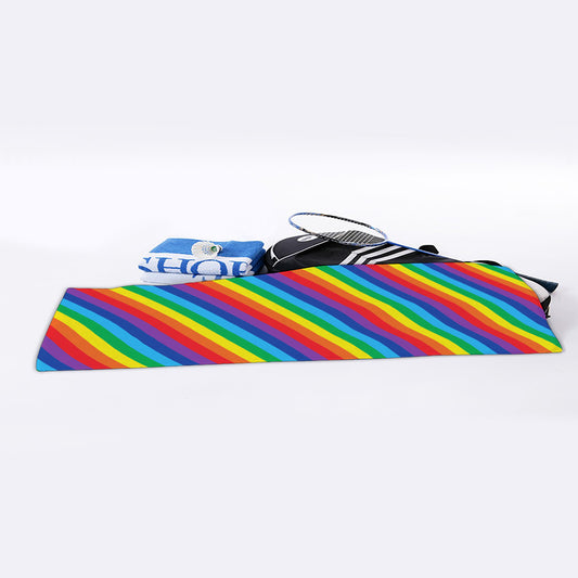 Rainbow Diagonal Striped Pattern Print Sports Towel