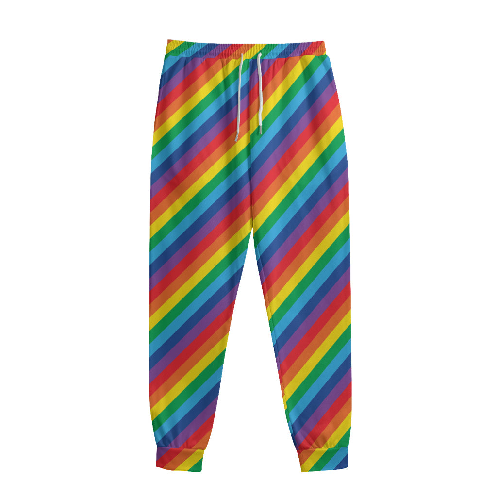 Rainbow Diagonal Striped Pattern Print Sweatpants