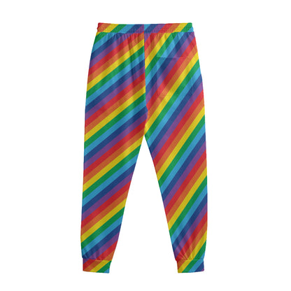 Rainbow Diagonal Striped Pattern Print Sweatpants