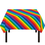 Rainbow Diagonal Striped Pattern Print Tablecloth