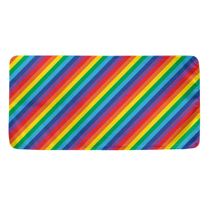Rainbow Diagonal Striped Pattern Print Towel