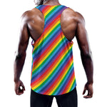 Rainbow Diagonal Striped Pattern Print Training Tank Top