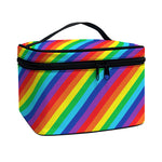 Rainbow Diagonal Striped Pattern Print Travel Makeup Bag