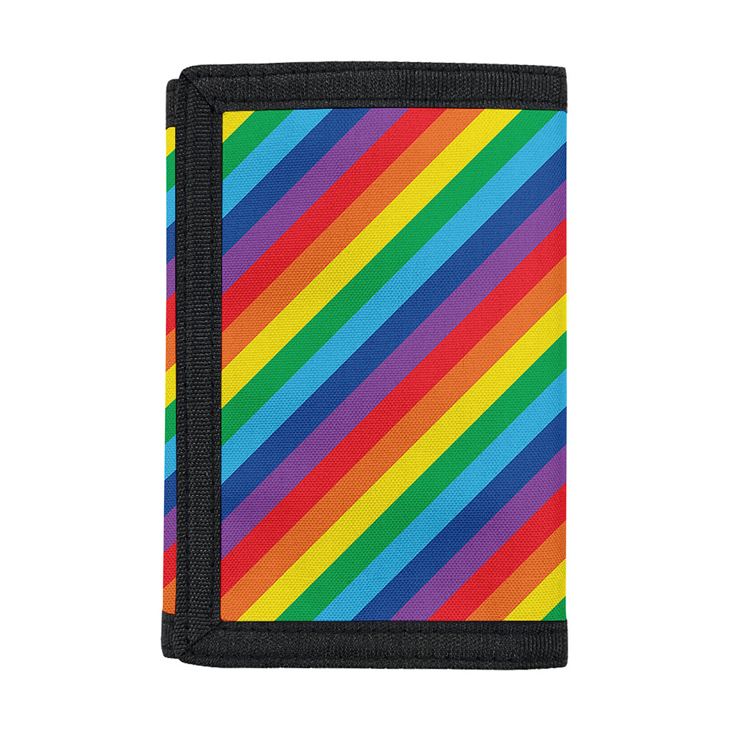 Rainbow Diagonal Striped Pattern Print Trifold Wallet
