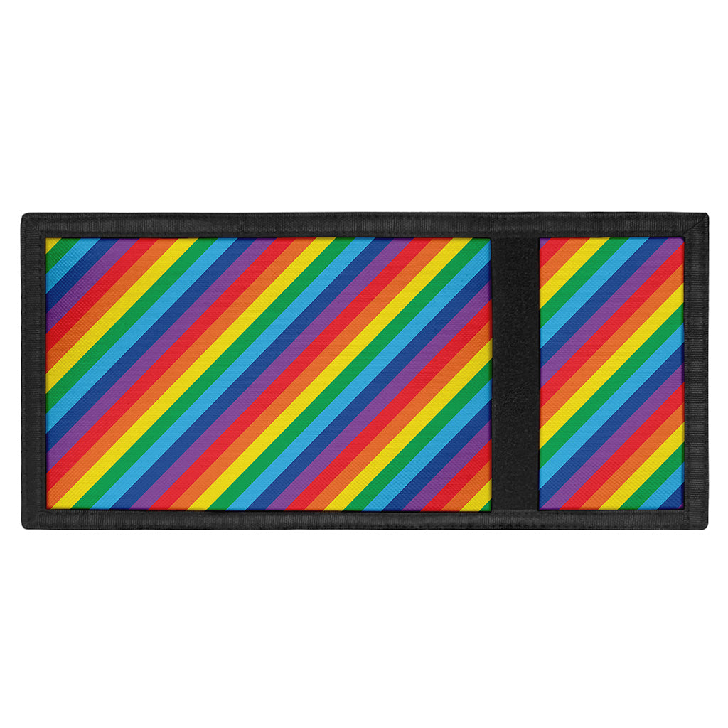 Rainbow Diagonal Striped Pattern Print Trifold Wallet
