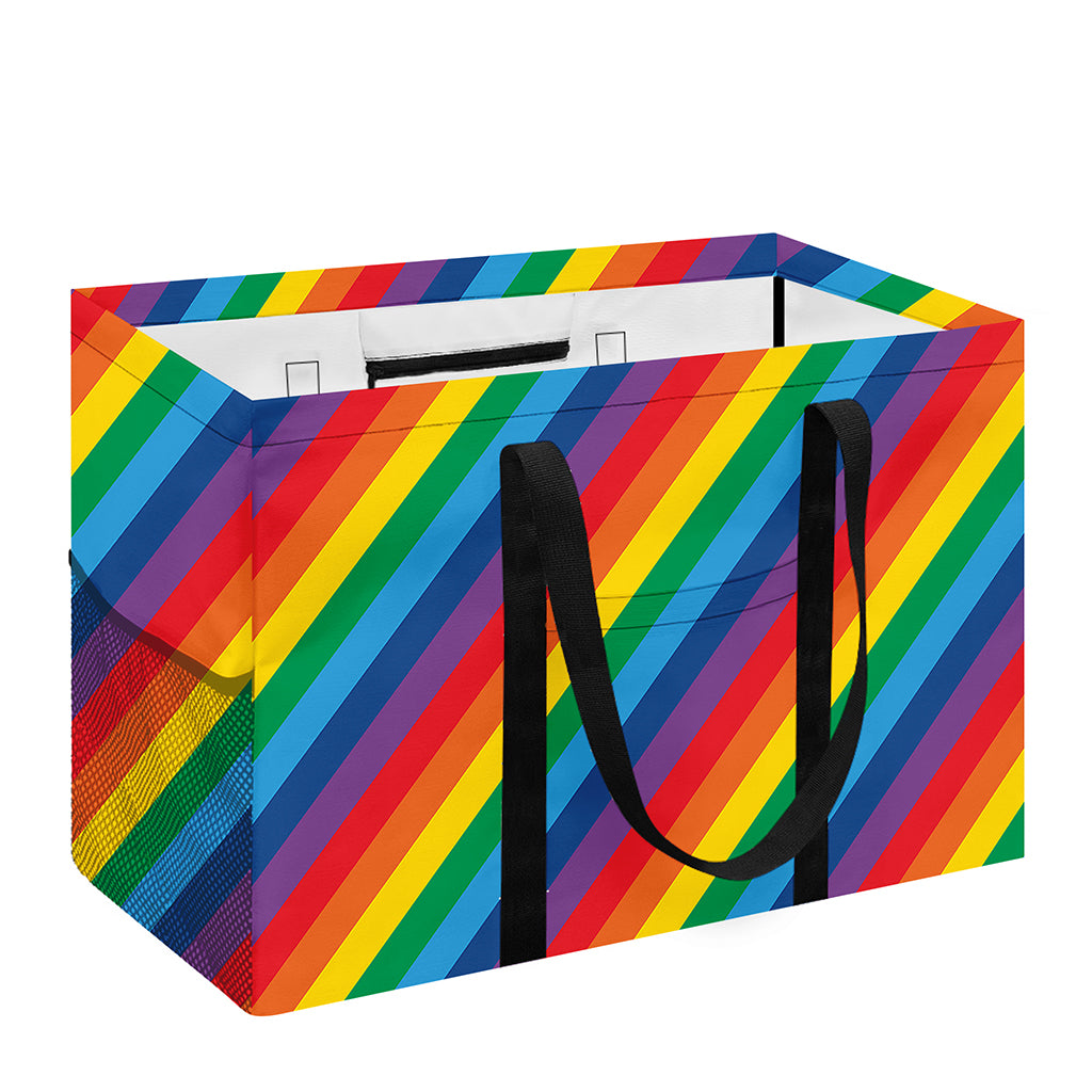 Rainbow Diagonal Striped Pattern Print Utility Tote Bag