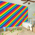 Rainbow Diagonal Striped Pattern Print Wall Sticker