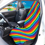 Rainbow Diagonal Striped Pattern Print Waterproof Car Seat Cover