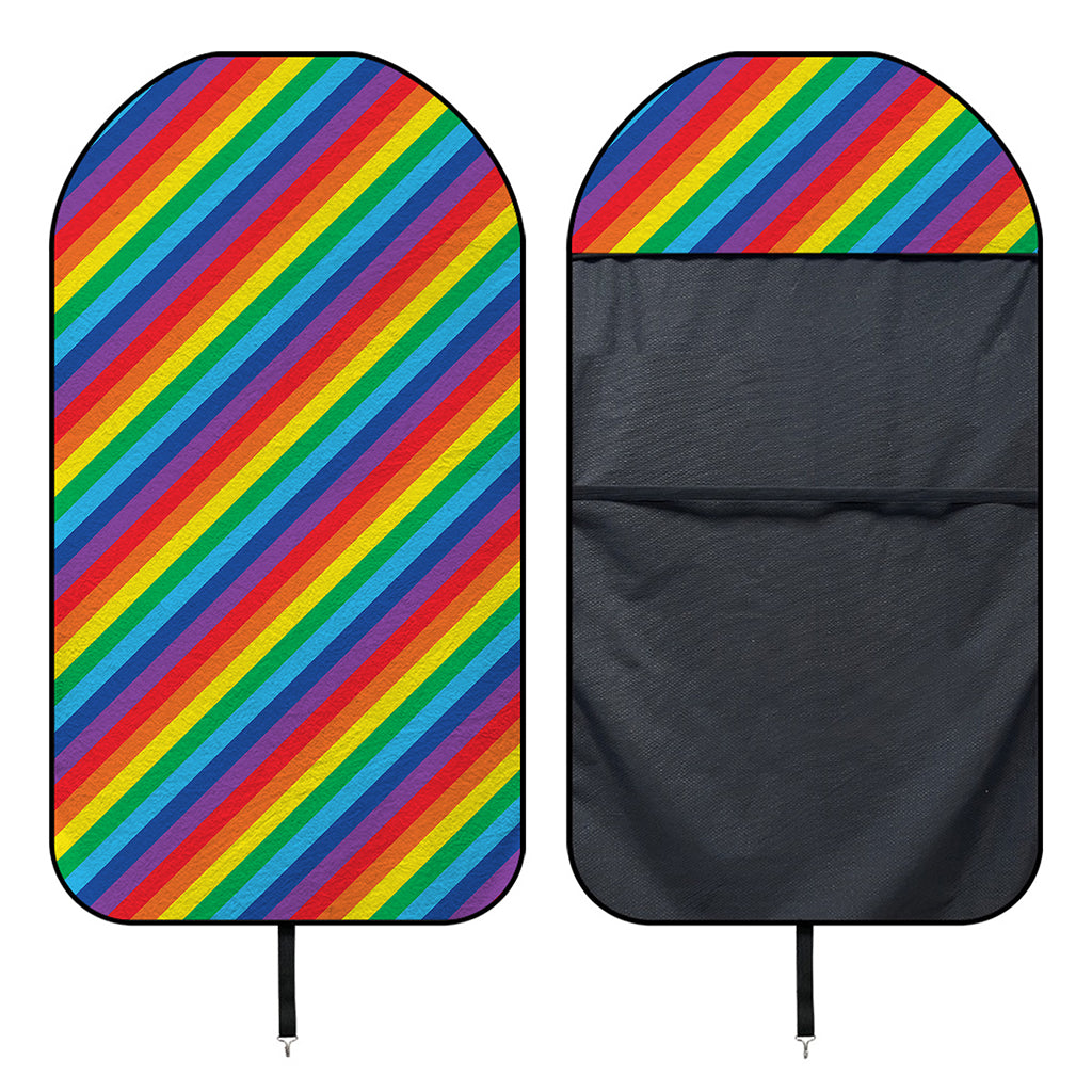 Rainbow Diagonal Striped Pattern Print Waterproof Car Seat Cover