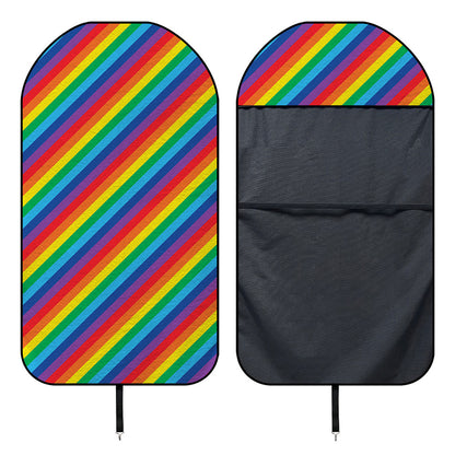 Rainbow Diagonal Striped Pattern Print Waterproof Car Seat Cover