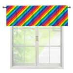 Rainbow Diagonal Striped Pattern Print Window Valance