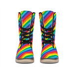 Rainbow Diagonal Striped Pattern Print Winter Boots