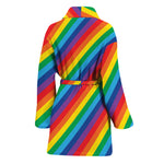 Rainbow Diagonal Striped Pattern Print Women's Bathrobe