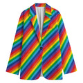 Rainbow Diagonal Striped Pattern Print Women's Blazer