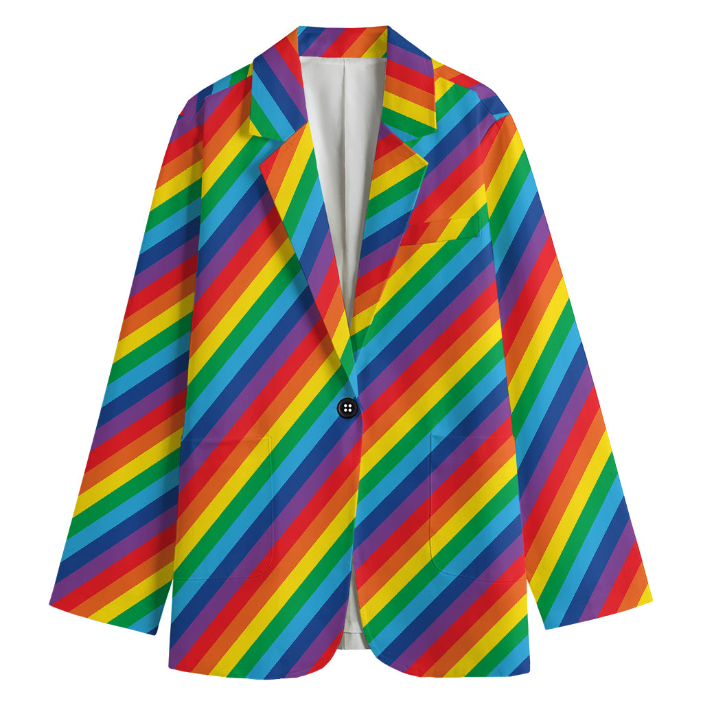 Rainbow Diagonal Striped Pattern Print Women's Blazer